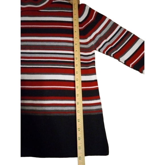 90s Y2K Striped Mock Neck Karen Scott "Semi" Cropped Hem Long Sleeved Sweater M - Picture 7 of 8
